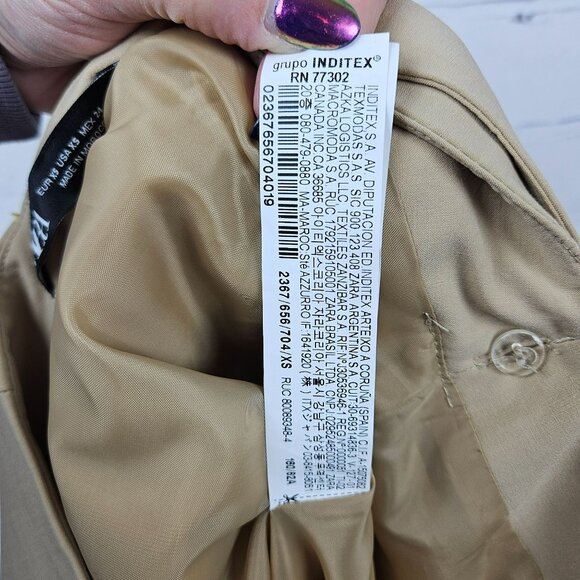 Zara Deconstructed Box Pleat Camel Color Skirt Short Long Pleated Womens XS - Picture 12 of 14